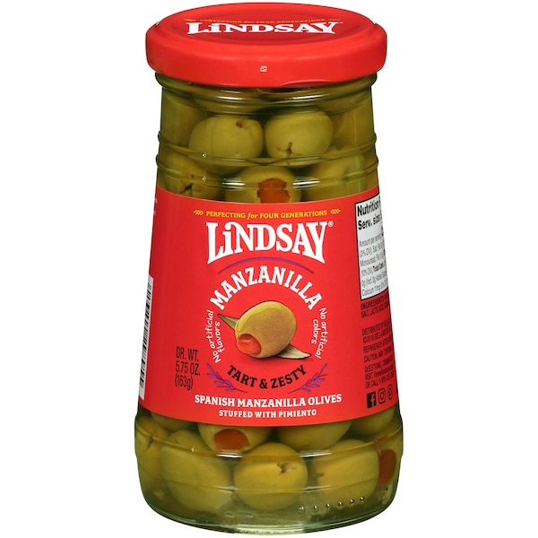 Lindsay Lindsay Spanish Manzanilla Pimiento Stuffed Olives 5.75 oz. Jar, PK12 A003712 - main